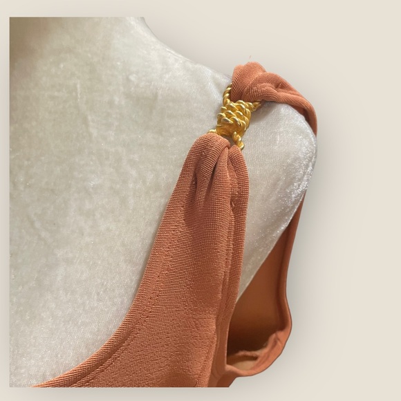 Expo nite bodycon scuba dress  12 💯 USA Made back zipper/slit/gold nugget - Picture 4 of 8